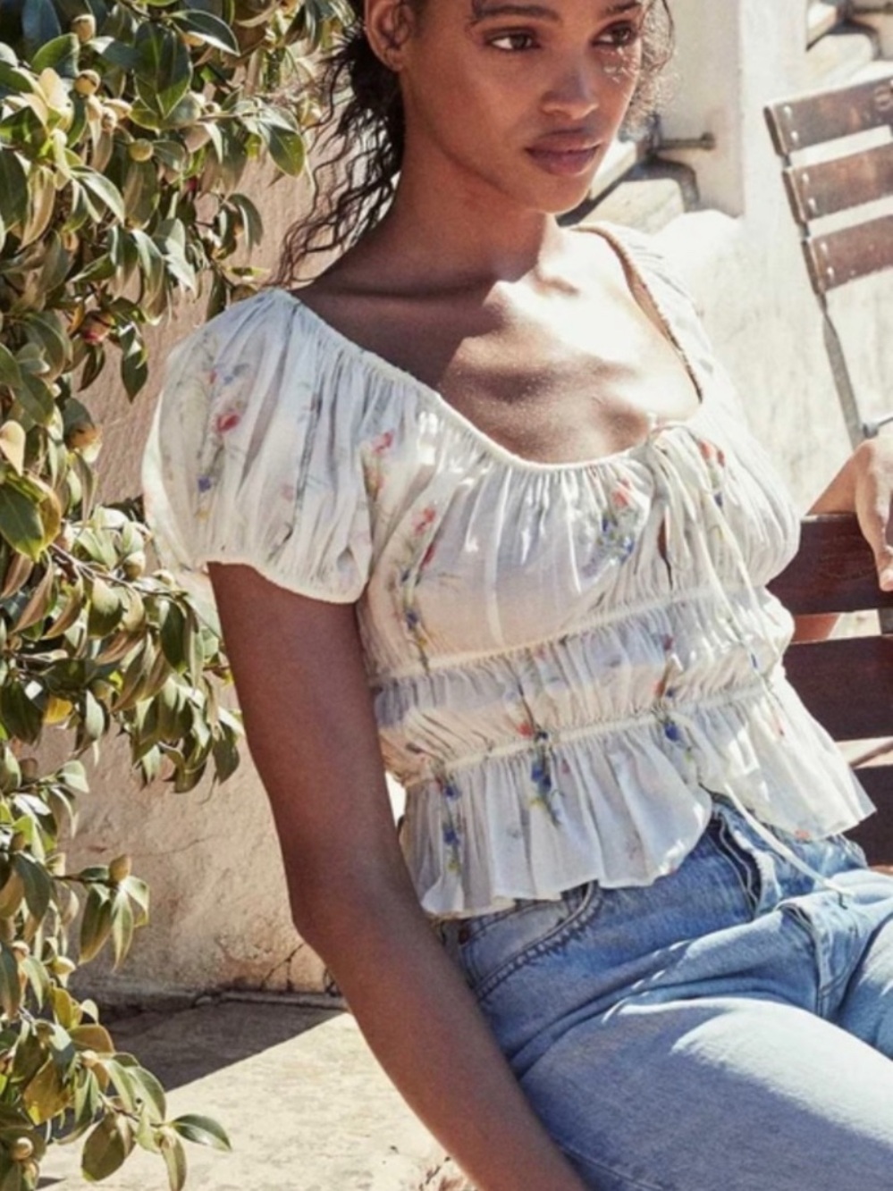 Doen Adie top in painted bouquet  X-Large